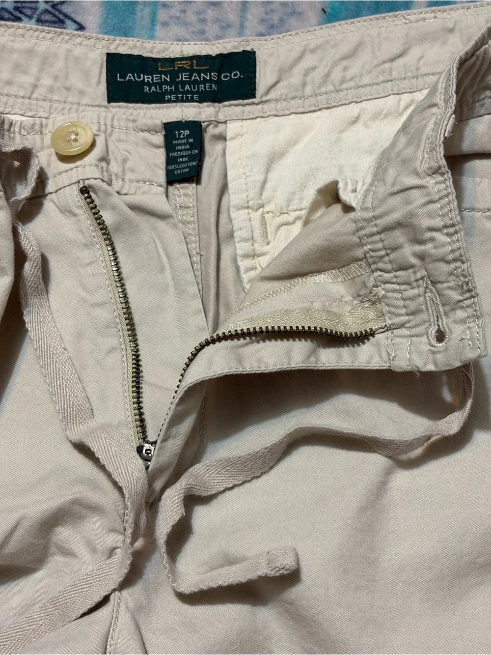 Lauren Jeans Co Ralph Lauren Light Beige Drawstring Cargo Shorts 12P